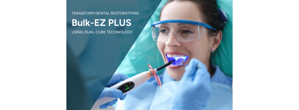 Dental patient getting a filling cured with UV light.